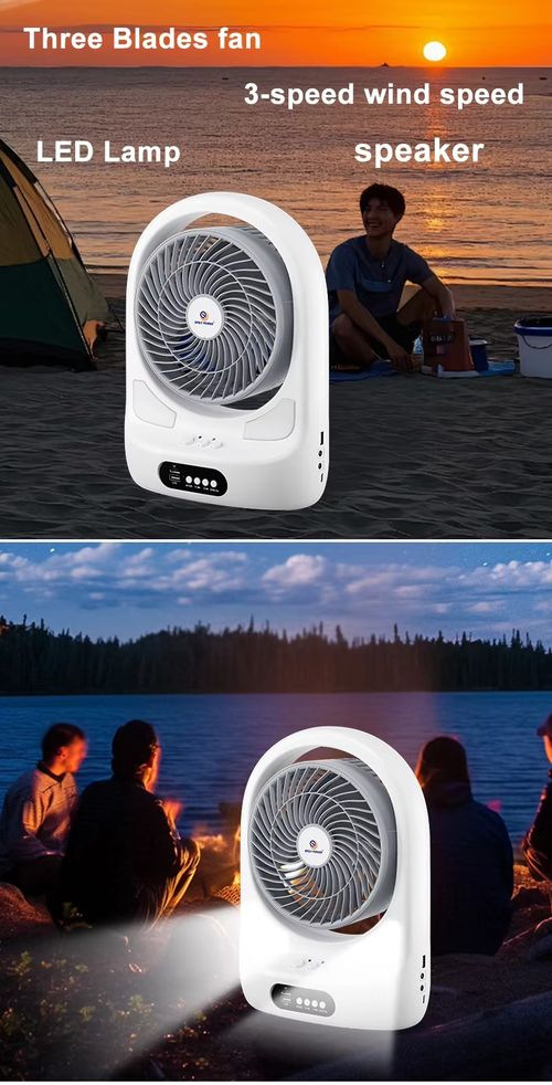 Portable BT Solar Fan for Camping Travel and Emergency Use with USB Charging Lithium Battery Rechargeable Fan