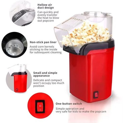 Maquina De Palomita 110v 220v 1200w Pop Corn Machine Electric Automatic Hot Air Mini Popcorn Maker