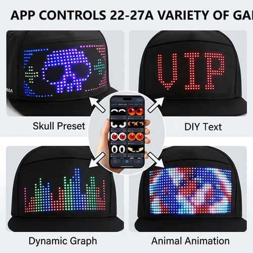 🔥Hot Seller🔥 COD！LED-lit baseball cap controlled via app—the perfect accessory for music festivals, a great way to liven up parties, a cool and safe gear for night runs, an eye-catching photo prop, a must-have for cyberpunk fashion, a customizable LED cap, and a Bluetooth-controlled LED cap
