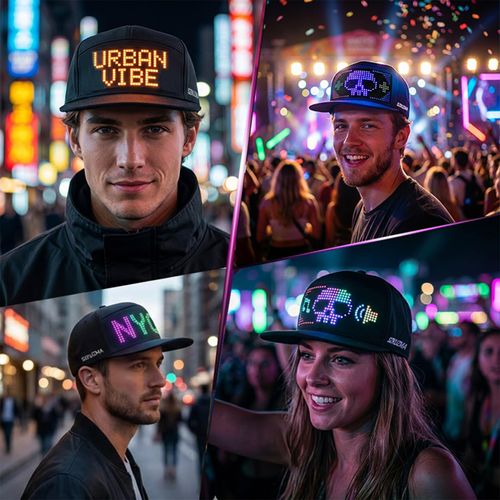 🔥Hot Seller🔥 COD！LED-lit baseball cap controlled via app—the perfect accessory for music festivals, a great way to liven up parties, a cool and safe gear for night runs, an eye-catching photo prop, a must-have for cyberpunk fashion, a customizable LED cap, and a Bluetooth-controlled LED cap