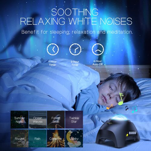 🔥HOT SALE🔥 COD！Northern Galaxy Light Aurora Projector with 33 Light Effects, Night Lights LED Star Projector for Bedroom Nebula Lamp, Remote Control, White Noises, Bluetooth Speaker for Parties Black
