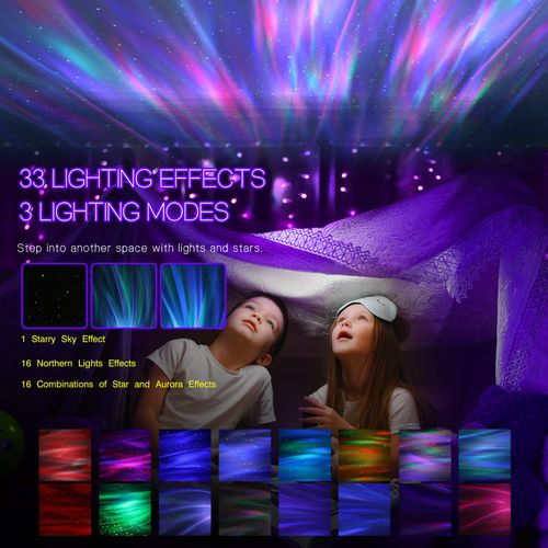 🔥HOT SALE🔥 COD！Northern Galaxy Light Aurora Projector with 33 Light Effects, Night Lights LED Star Projector for Bedroom Nebula Lamp, Remote Control, White Noises, Bluetooth Speaker for Parties Black