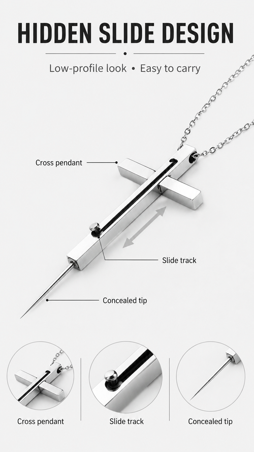 🔥Hot Seller🔥 COD！ Women's Self-Defense Necklace Accessories: Portable Self-Defense Tools, Camping Gear, and Hidden Weapons—Invisible Necklace