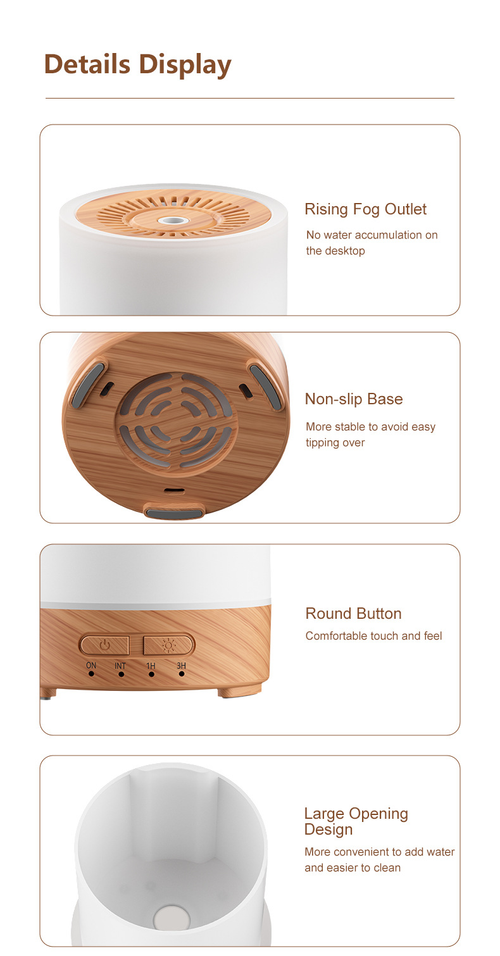 USB Humidifier Night Light Wood Grain Aroma Diffuser For Home Bedroom（Cash on delivery is supported）