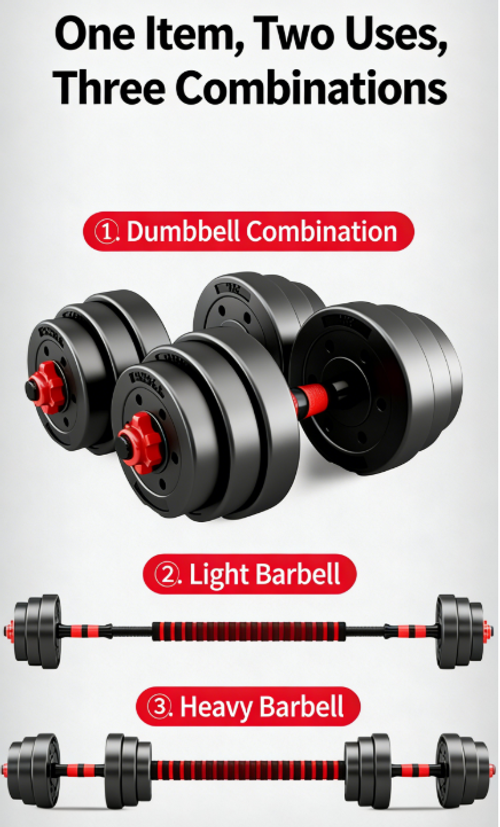 15KG Adjustable Dumbbell & Barbell Set（Cash on delivery is supported）