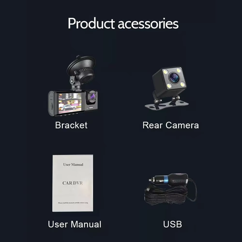 Full HD Dual-Lens Dash Cam: Front & Cabin Recording for Car Safety