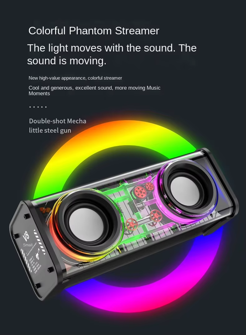 Transparent Mecha RGB Bluetooth Speaker 10W Dual Driver TWS USB Portable（Cash on delivery is supported）