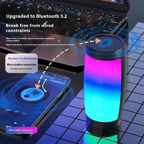 Portable Bluetooth Speaker RGB Light TF Card Slot Wireless Audio Battery Powered for Desktop