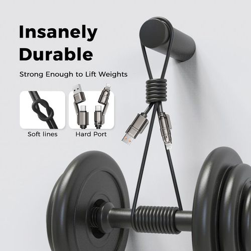 NEW - USB Type C Charging Cable, 4 in 1 Function, 65W Fast Charging, Liquid Silicone and Aluminum Alloy Material, Braided Data Cable, Black & Gray