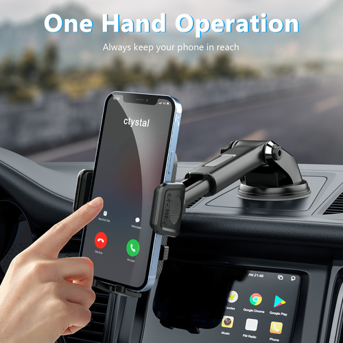 Car Suction Cup Phone Mount - Retractable Arm Dashboard Navigation Holder