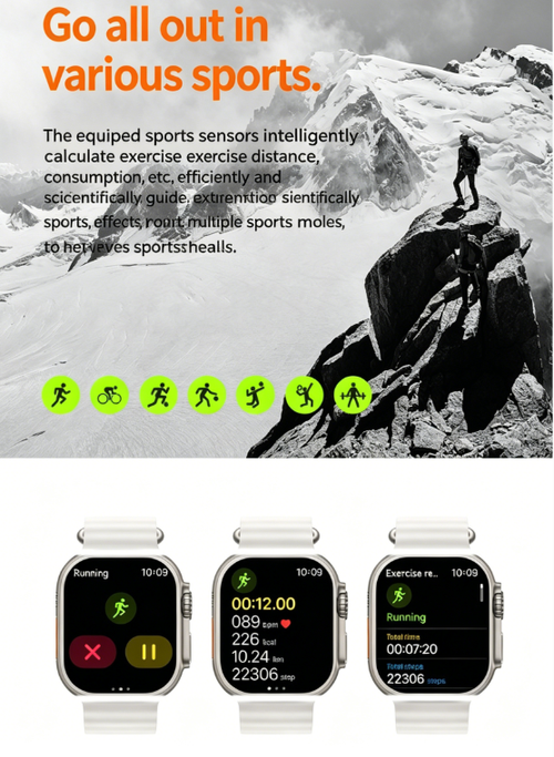 Ultra2 Smart Watch BP Heart Rate Bluetooth Sports Watch（Cash on delivery is supported）