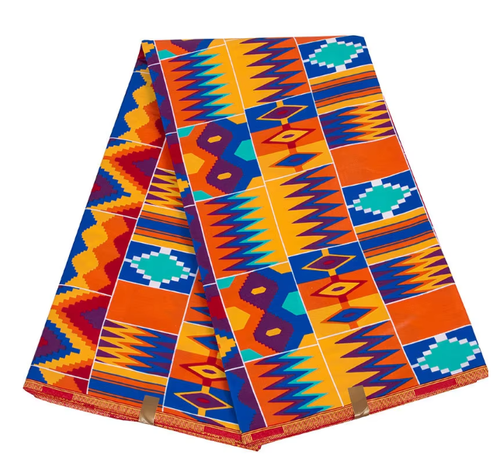Double-Sided Kente Ankara Wax Fabric Pure Cotton African Ethnic Print Cloth