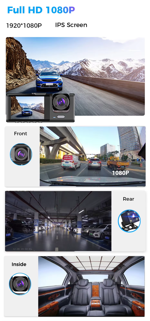 Full HD Dual-Lens Dash Cam: Front & Cabin Recording for Car Safety