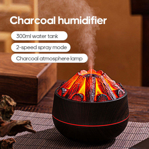 LED Fire Flame Humidifier, Aroma Diffuser, Quiet Home Decor（Cash on delivery is supported）