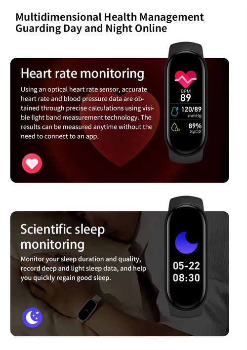 Upgraded Smart Bracelet: Heart Rate Sleep Step Reminder（Cash on delivery is supported）