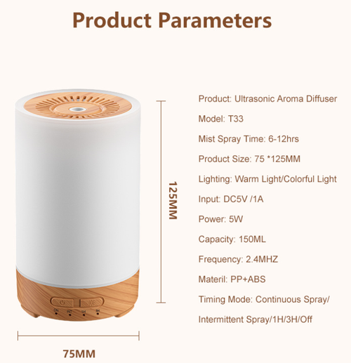 USB Humidifier Night Light Wood Grain Aroma Diffuser For Home Bedroom（Cash on delivery is supported）