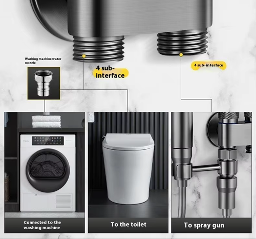 New All-Copper Bidet Sprayer Set, Dual Control 2-Way Outlet（Cash on delivery is supported）