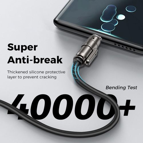 NEW - USB Type C Charging Cable, 4 in 1 Function, 65W Fast Charging, Liquid Silicone and Aluminum Alloy Material, Braided Data Cable, Black & Gray