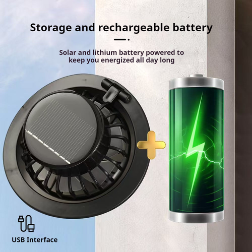 Ghana Solar Air Cool Sun Hat Fan cools head in 3s Wide brim blocks 99% UV Solar charge lasts all day Perfect for fishing outdoor work Beat hot sunburned days