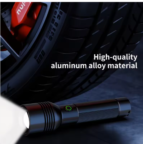 Super Bright Rechargeable Flashlight Long Range Zoomable Laser Torch with Power Bank Function for Outdoor Patrol