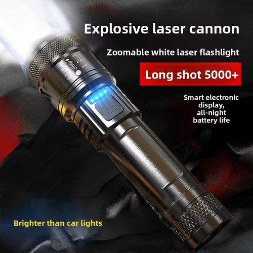 Super Bright Floodlight Laser Torch Rechargeable Spotlight Flashlight for Outdoor Patrol