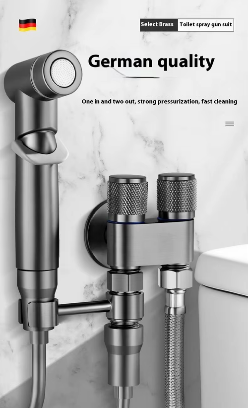 New All-Copper Bidet Sprayer Set, Dual Control 2-Way Outlet（Cash on delivery is supported）