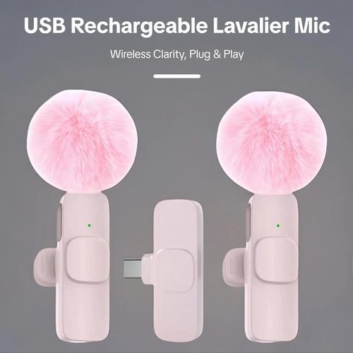 2 pcs Wireless Mini Microphones for iPhone, Android, iPad - Mini Wireless Clip-on Microphones Crystal Clear Sound Quality for Recording, Live Streaming,Vlog microfono minimic usb c interface smartphone