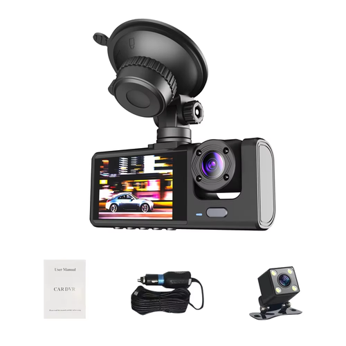 Full HD Dual-Lens Dash Cam: Front & Cabin Recording for Car Safety