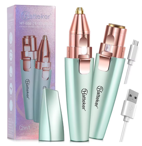 Portable rechargeable ladies' hair trimmer - a two-in-one multi-functional eyebrow trimmer and depilator
