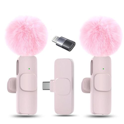 2 pcs Wireless Mini Microphones for iPhone, Android, iPad - Mini Wireless Clip-on Microphones Crystal Clear Sound Quality for Recording, Live Streaming,Vlog microfono minimic usb c interface smartphone