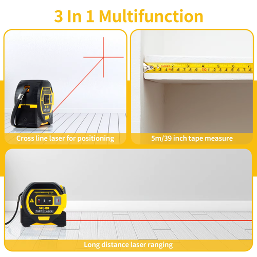 100M Voice Laser Tape Measure with Cross Line Area Volume and Data Storage（Cash on delivery is supported）