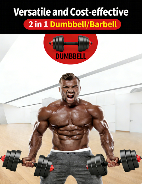 15KG Adjustable Dumbbell & Barbell Set（Cash on delivery is supported）
