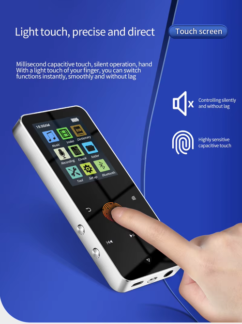 MP4 Music Player Bluetooth Touch Screen with Speaker（Cash on delivery is supported）