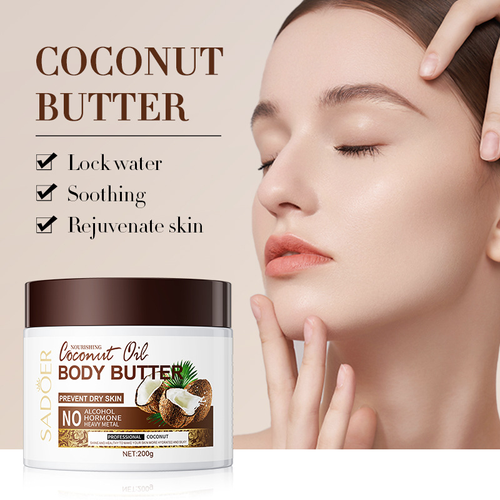 SADOER Coconut Moisturizing Body Butter Deeply nourishes, hydrates, and prevents dry, cracked skin—this rich body lotion delivers long-lasting moisture for soft, smooth skin.