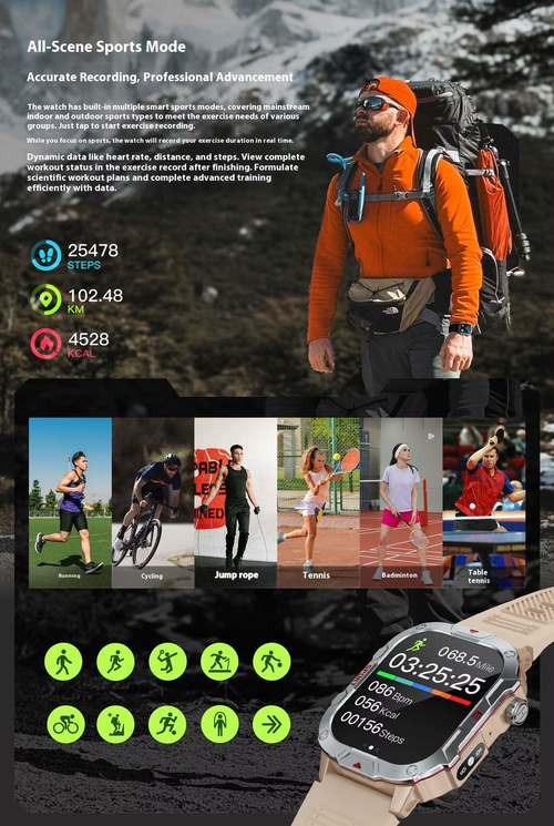 Outdoor Sport Watch Bluetooth Health 3Proof Waterproof（Cash on delivery is supported）