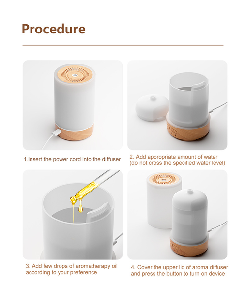 USB Humidifier Night Light Wood Grain Aroma Diffuser For Home Bedroom（Cash on delivery is supported）