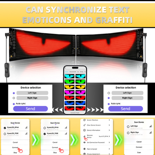 Custom LED Devil Eyes for Car, Animated DIY Windshield Lights（Cash on delivery is supported）