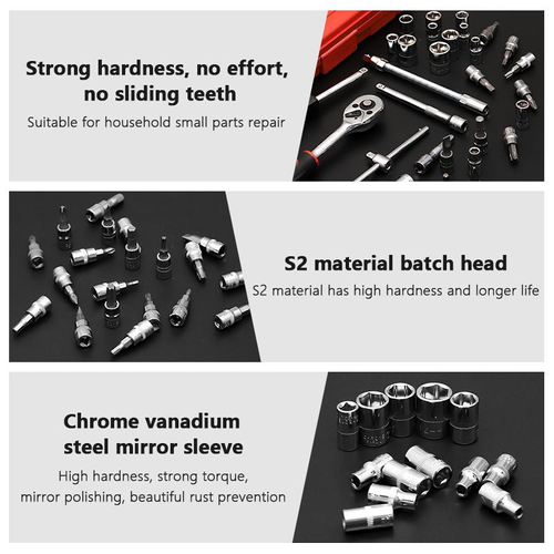 46-Piece Socket Wrench Tool Set (Automotive Repair Kit)
