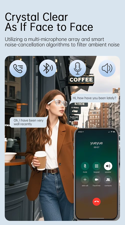 V6 Max Smart Bluetooth Glasses: Stylish & Trendy — Bluetooth Calling and Music Playback