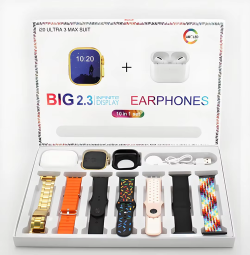 Smart Watch Bundle with Earbuds and Multiple Straps