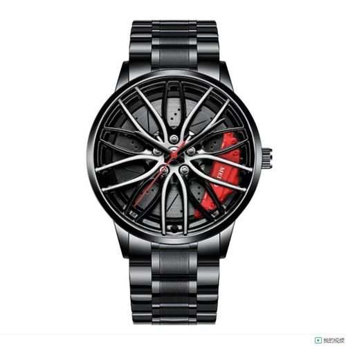 Rim Wheel Design Men Watch ⌚ Black Steel Quartz Sport Watch