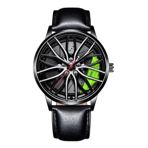 Rim Wheel Design Men Watch ⌚ Black Steel Quartz Sport Watch