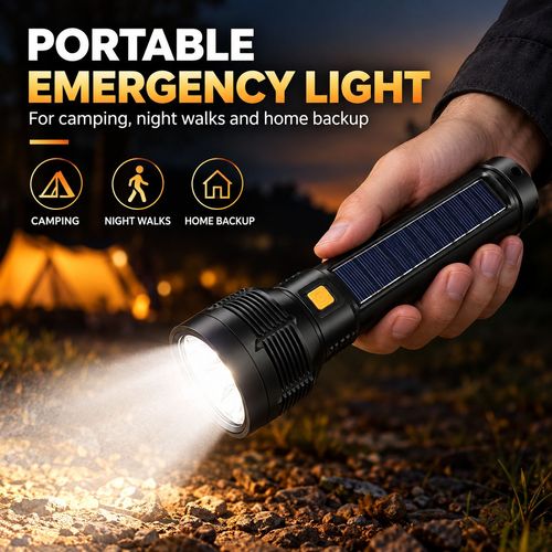 Solar Rechargeable Torch - 3 Lighting Modes