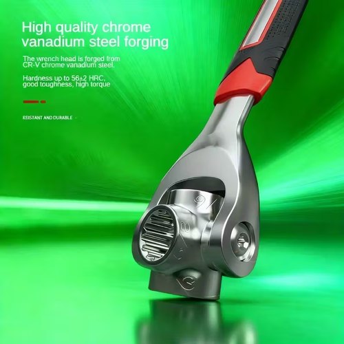 1-Pack Socket Wrench, 8-in-1 Multi-Function Box Wrench with Anti-Slip Handle, Multi-Head Rotary Repair Tool for Car Tire Removal