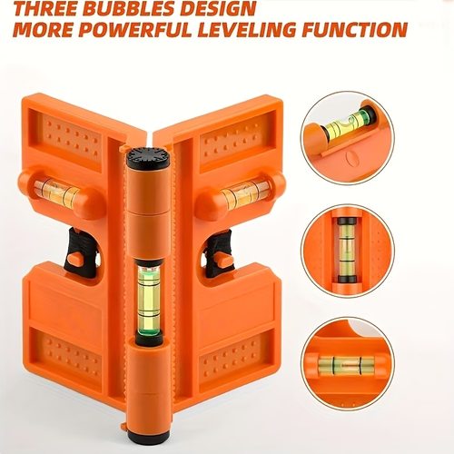 One Magnetic Post Level, Featuring a 270° Adjustable Design, a Folding Mechanism, And a 90-Degree Capability for Leveling Posts And Pipes. It Includes Horizontal And Vertical Bubbles, Making It Ideal for Securing Wooden Pillars And Pipelines