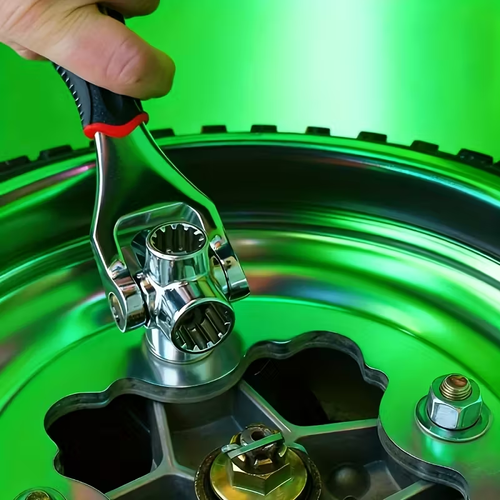 1-Pack Socket Wrench, 8-in-1 Multi-Function Box Wrench with Anti-Slip Handle, Multi-Head Rotary Repair Tool for Car Tire Removal