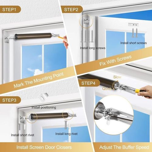 Adjustable Speed Pneumatic Automatic Door Closer - Brown
