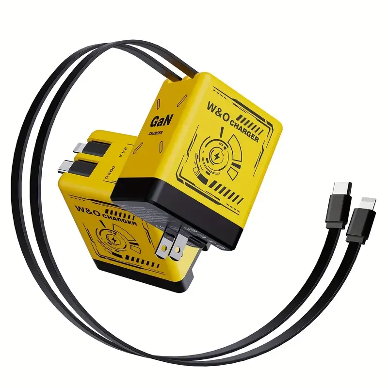 65W GaN Fast Charger With Retractable Cable _Foldable Plug, With Portable Retractable Charging Plug