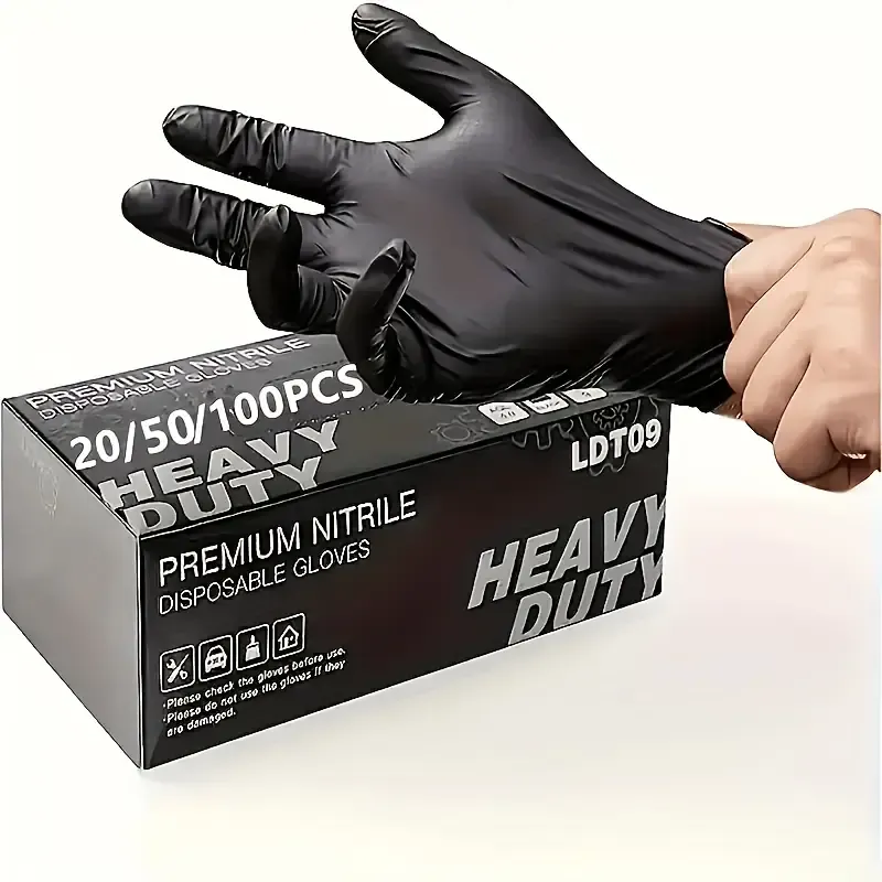 50pcs Black Disposable Pure Nitrile Gloves