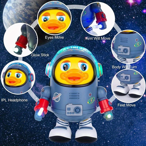 Cute And Fun Dancing Space Duck Robot, Electric Universal Fun Toy (Batteries Not Included), Cool Toy (Batteries Not Included), Cute Music Cartoon Baby Toy, Colorful Lights, Beautiful Music, Birthday, Christmas, Halloween